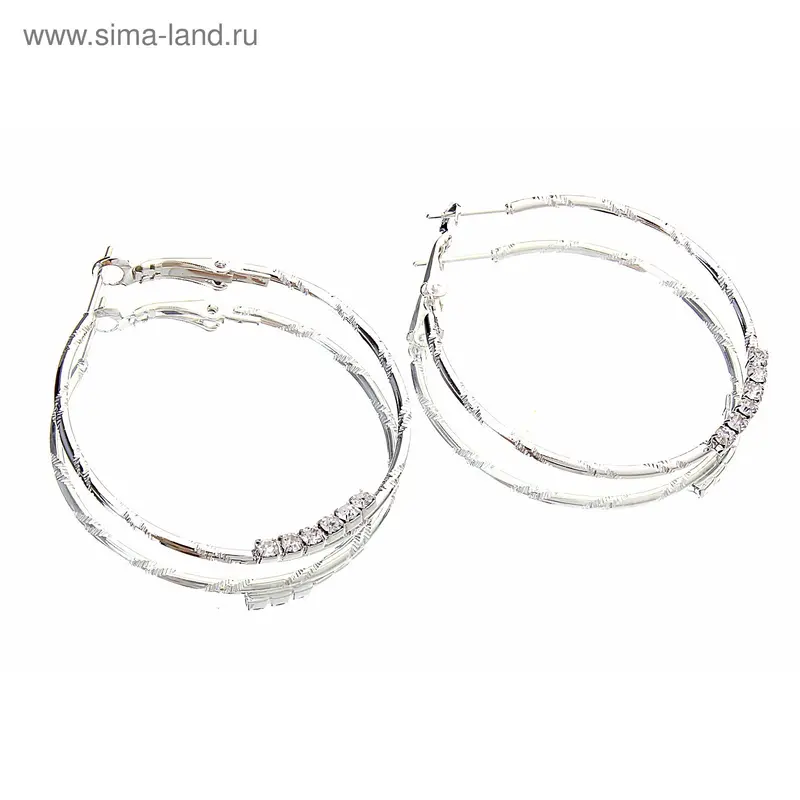 Серьги-кольца «Блеск» со стразами d=4 см
