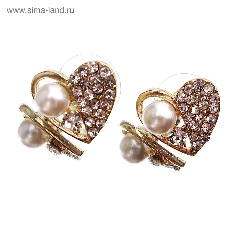 Серьги с жемчугом «Сердце» классика