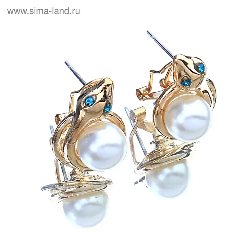 Серьги с жемчугом «Змейка»