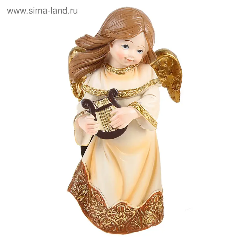 полистоун ангел в кремовом муза 15,5*7*4,5 см