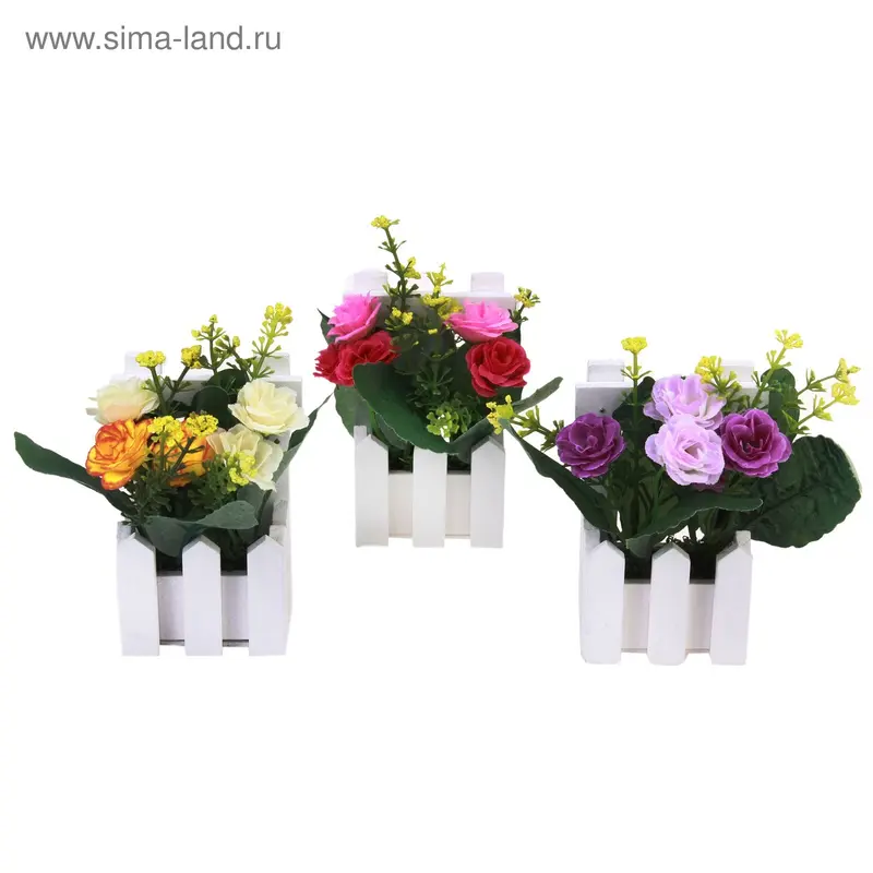 композиция в заборчике 13*7 см розы
