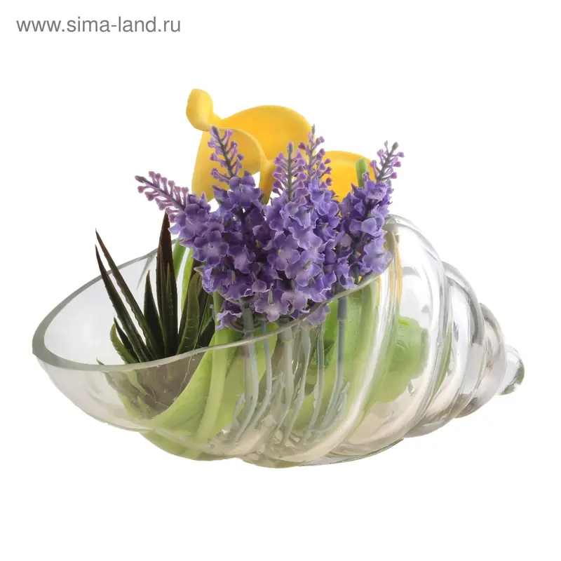 композиция в стекле Элит в ракушке 20*13*18 см каллы