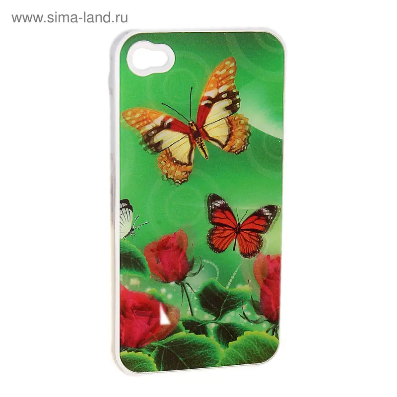 Крышка для телефона Apple iPhone 4G/4GS, с рисунком 3D, "Бабочка", пластик