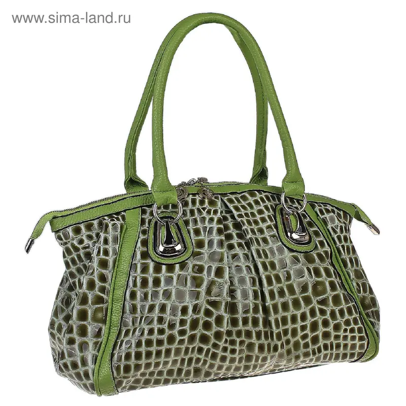 сумка жен прес кожа L23624 "Багира" 24*36*13 см, 2 отд+2 внутр, 1 наруж карм зеленый