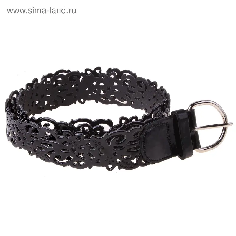 Ремень женский, с вырубкой, черный