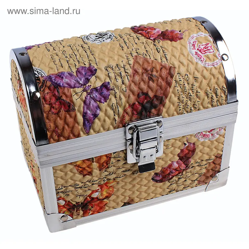 шкатулка кожзам бабочки на марке 16*13,5*10,5 см