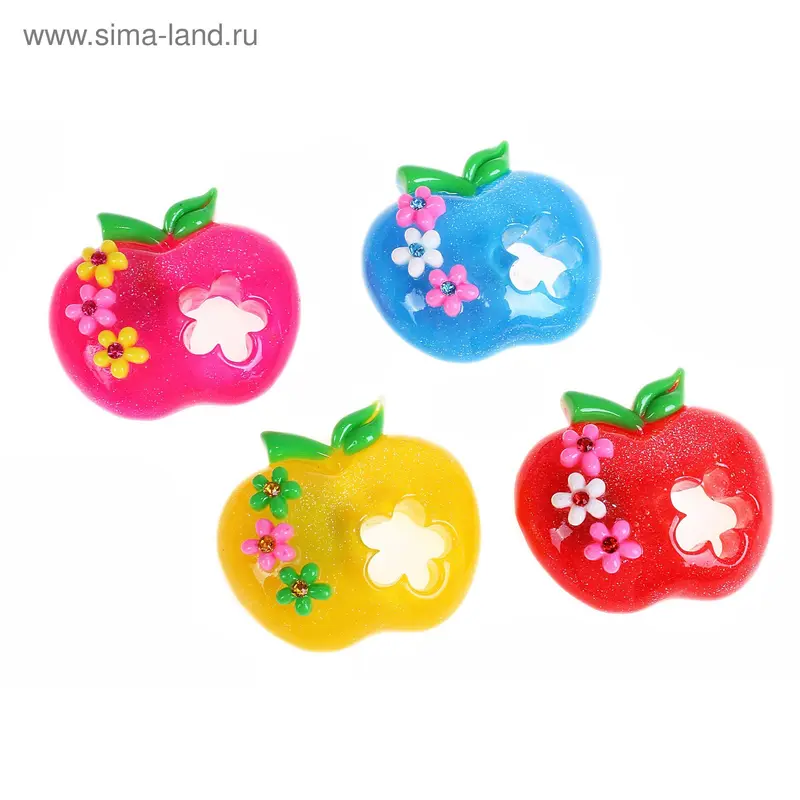 Магнит "Яблочко с цветочками" 4,5х4,7 см