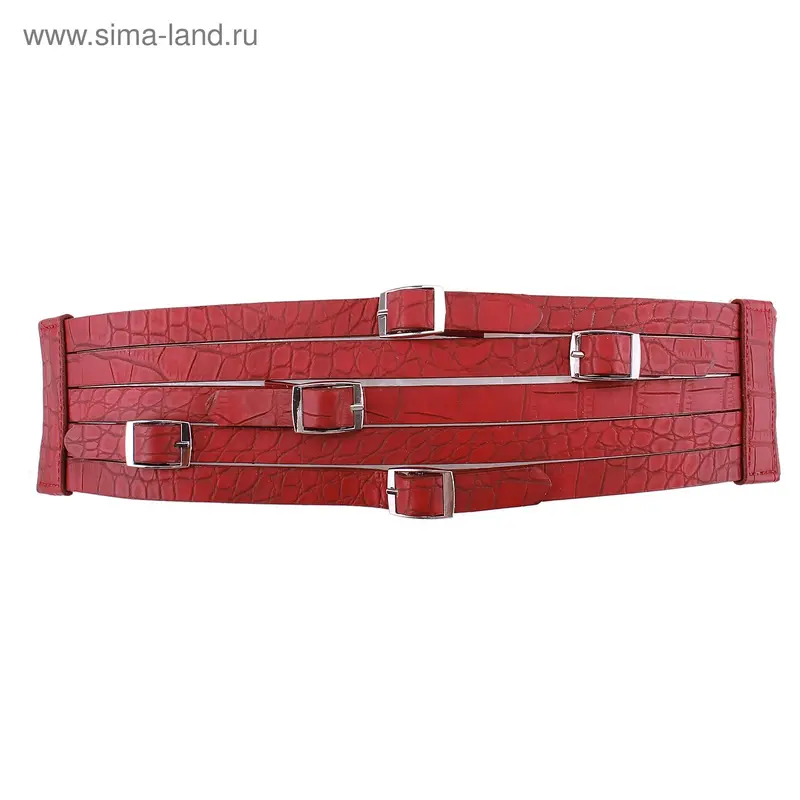 Ремень женский "Резинка" с пряжками бордовый