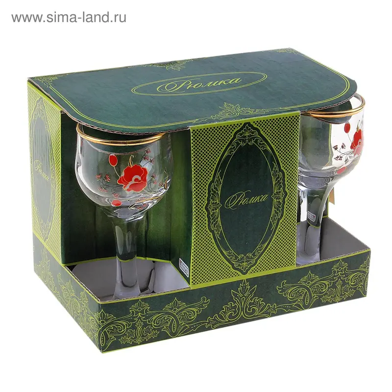 Набор рюмок для вина 60гр. арт.1713 -ДЗ (цветы) 6шт