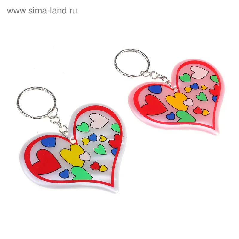 брелок ткань сердце с сердцами