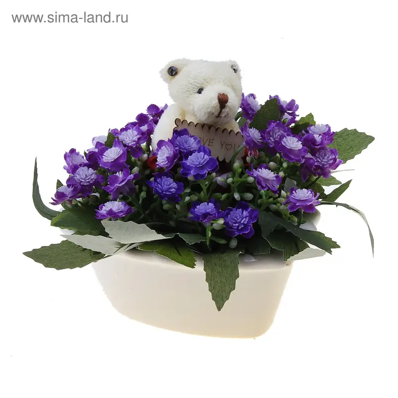 композиция мини стиль сердце мишка 17*16 см
