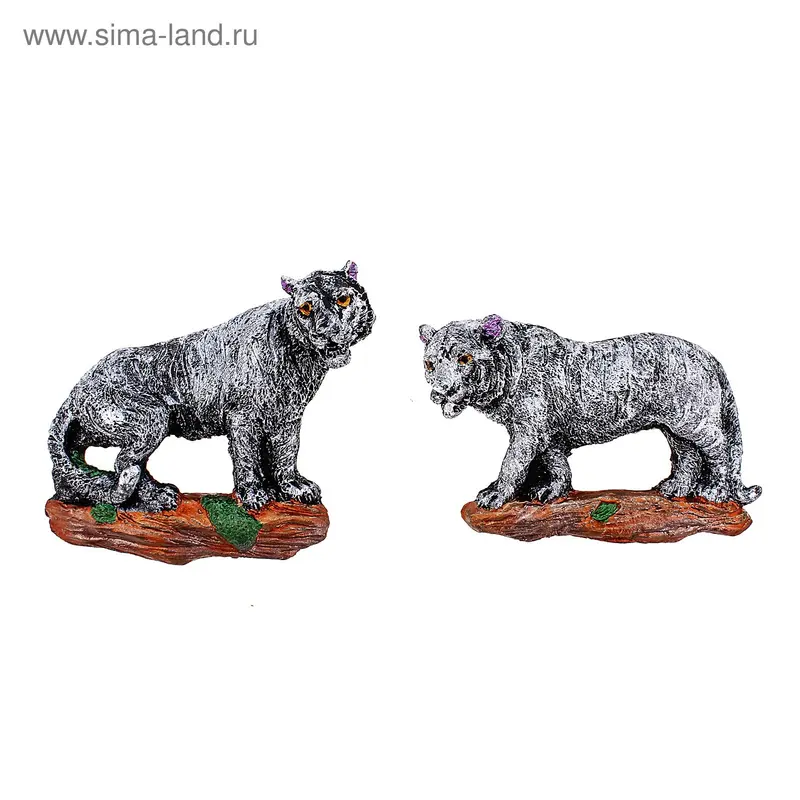 Магнит "Тигр" серебро 7,5х7 см