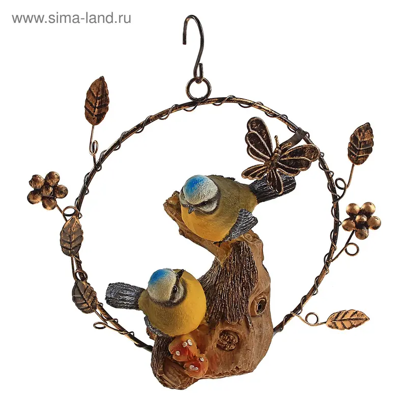 полистоун 2 соловушки подвесная музыкальный 19*18*6 см