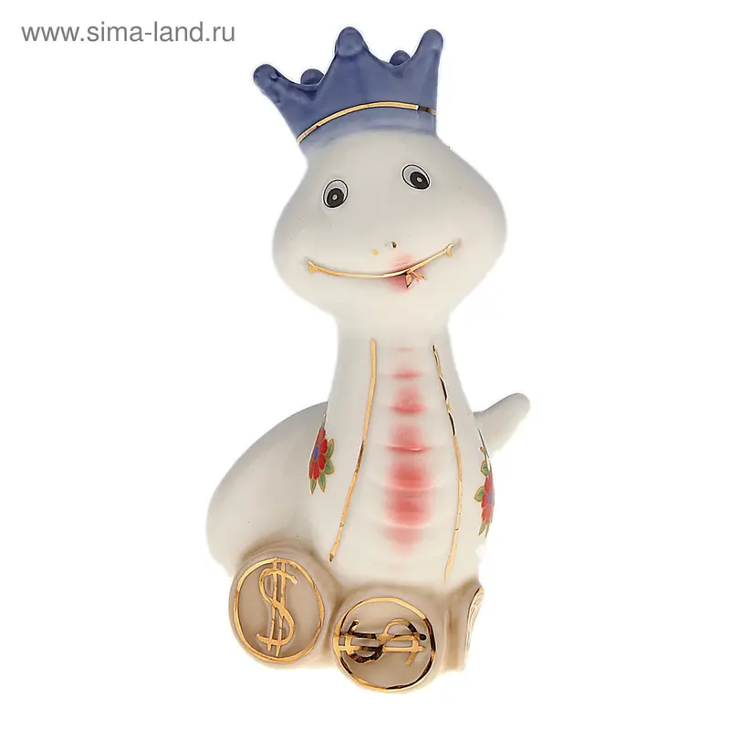 сувенир керамика под фарфор змейка с короной 12*6*6 см