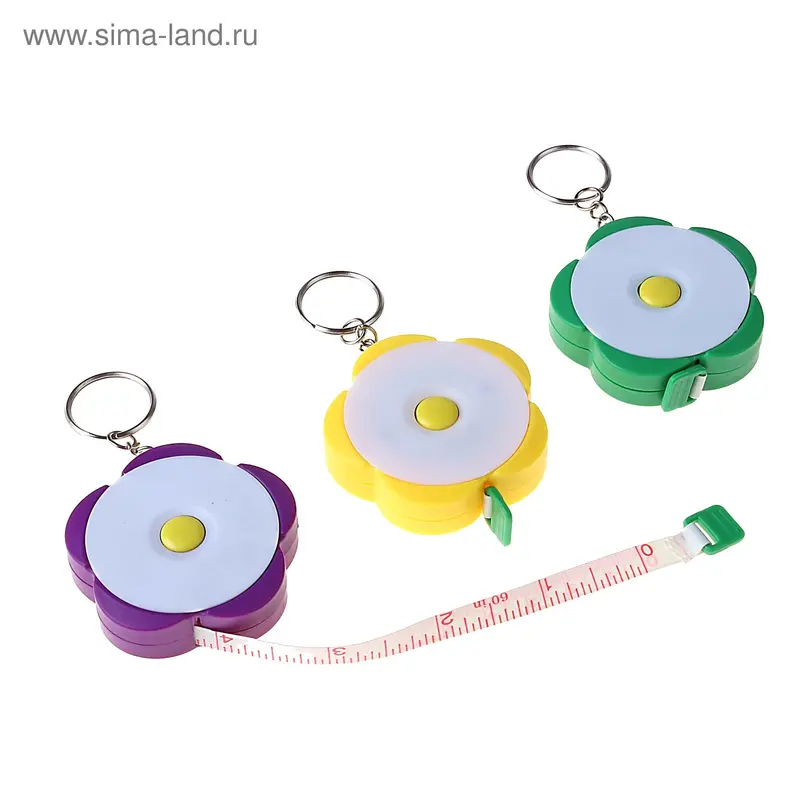 Рулетка на кольце "Цветок" (1 м), МИКС