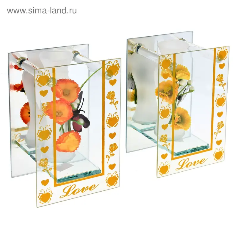 ваза стекло Калипсо 15*10 см сердечки