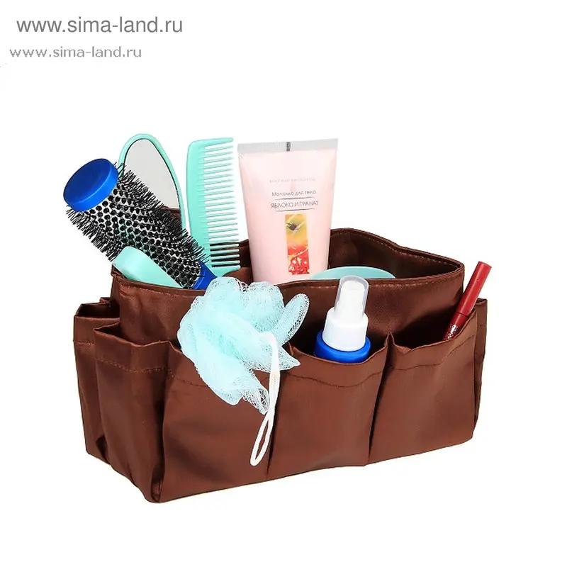 Косметичка для ванной, с карманами, коричневая