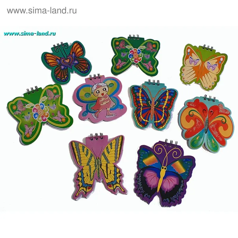 Блокнот на пружинке "Бабочки", микс, 12 листов