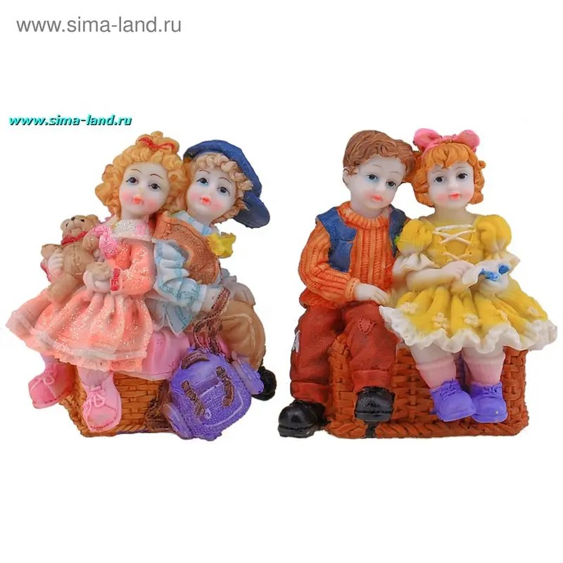 полистоун детки на сундуке 13*12*5 см