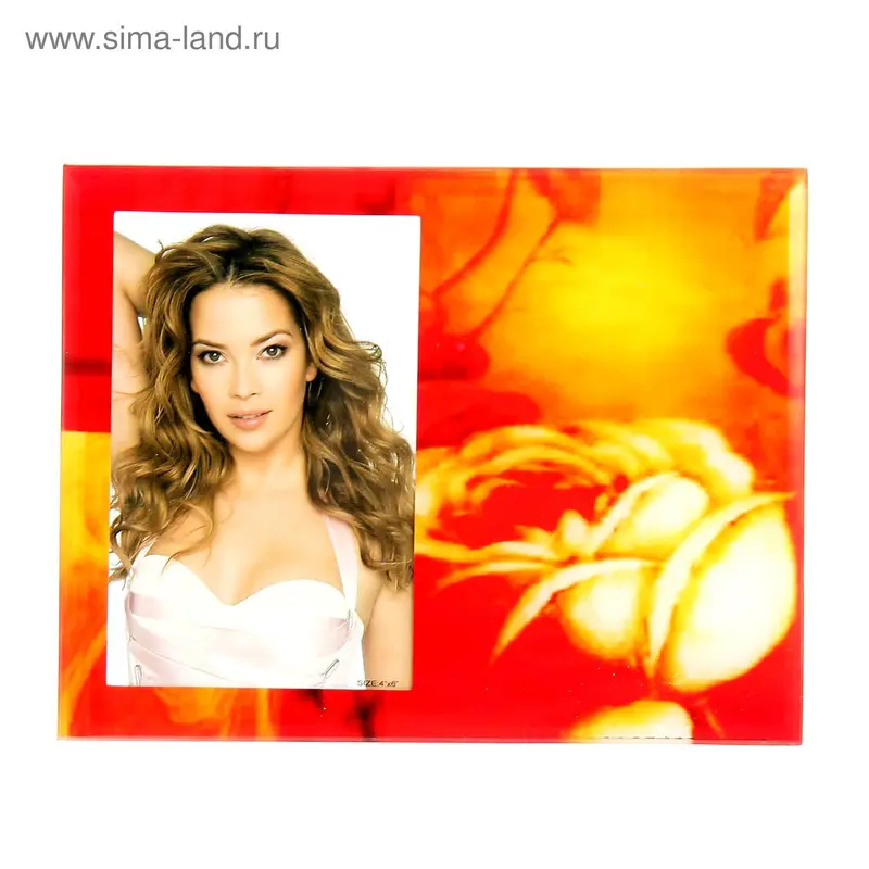 Фоторамка стекло "Кремовая роза" 10х15 см