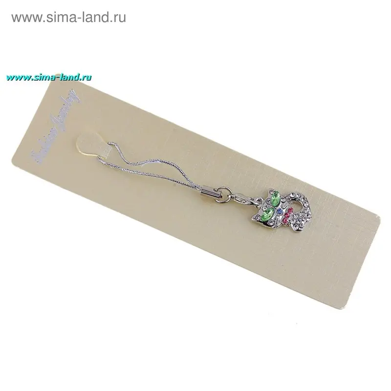 подвеска д/сот стразы кошечка