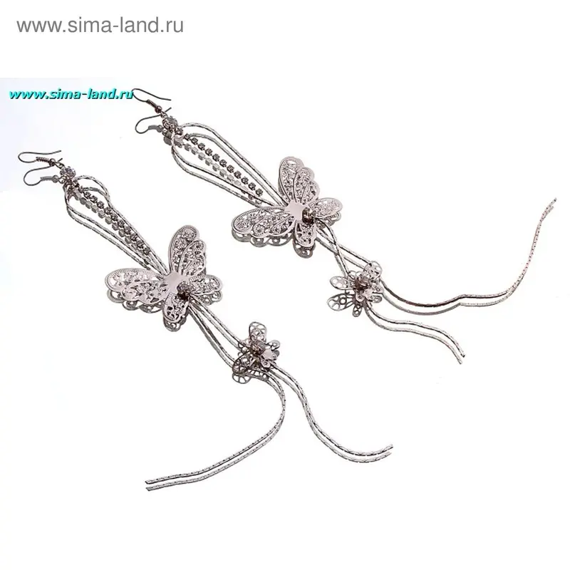 Серьги «Дождик» с бабочками