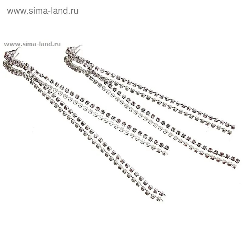 Серьги висячие со стразами «Дуэт»