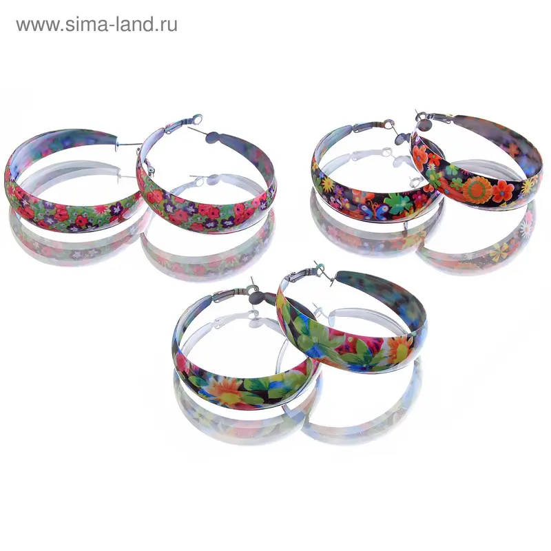 Серьги-кольца с росписью