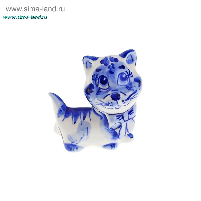 фигурка гжель Котенок сидит 6 см