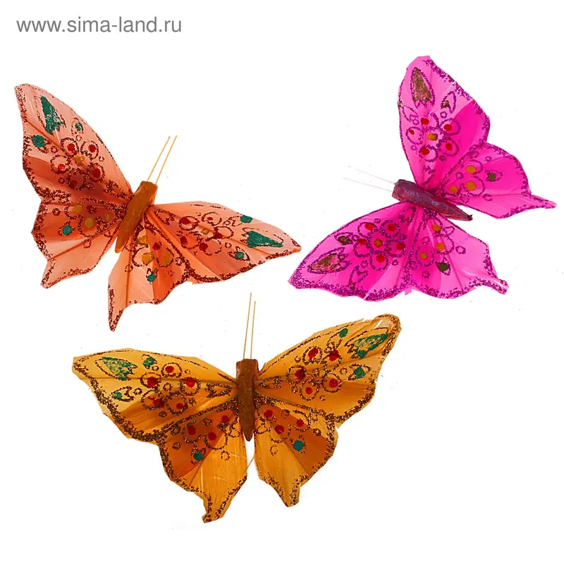 магнит бабочка перо цветник 10,5 см
