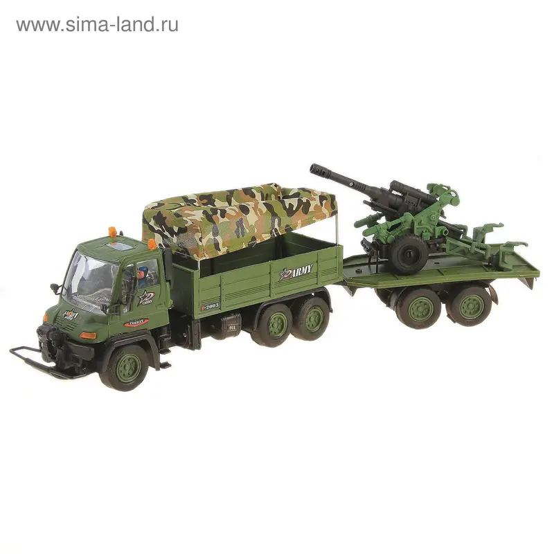 Машина военная, с прицепом, инерционная
