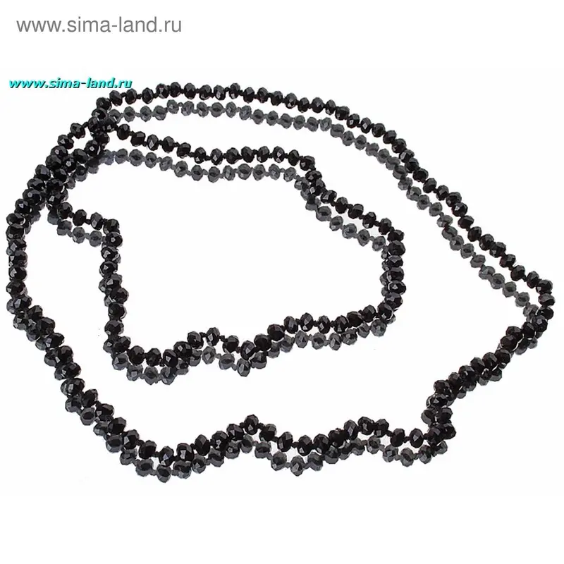 Бусы шар №9, гранёный «Хрусталь», цвет чёрный, 120см