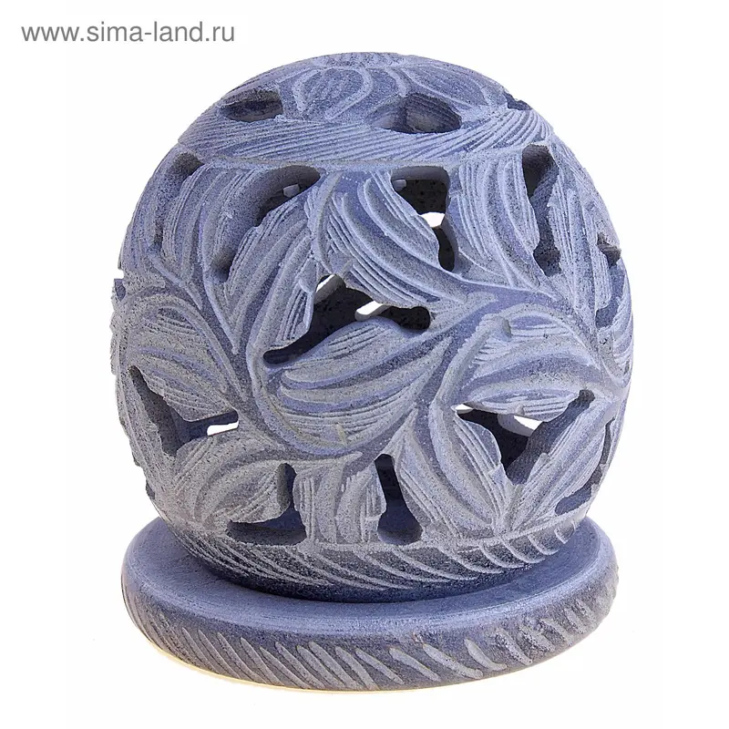 подсвечник камень шар лист (7,5см)