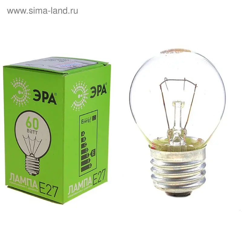 Лампа накаливания "ЭРА", ДШ60W-230-E27-CL