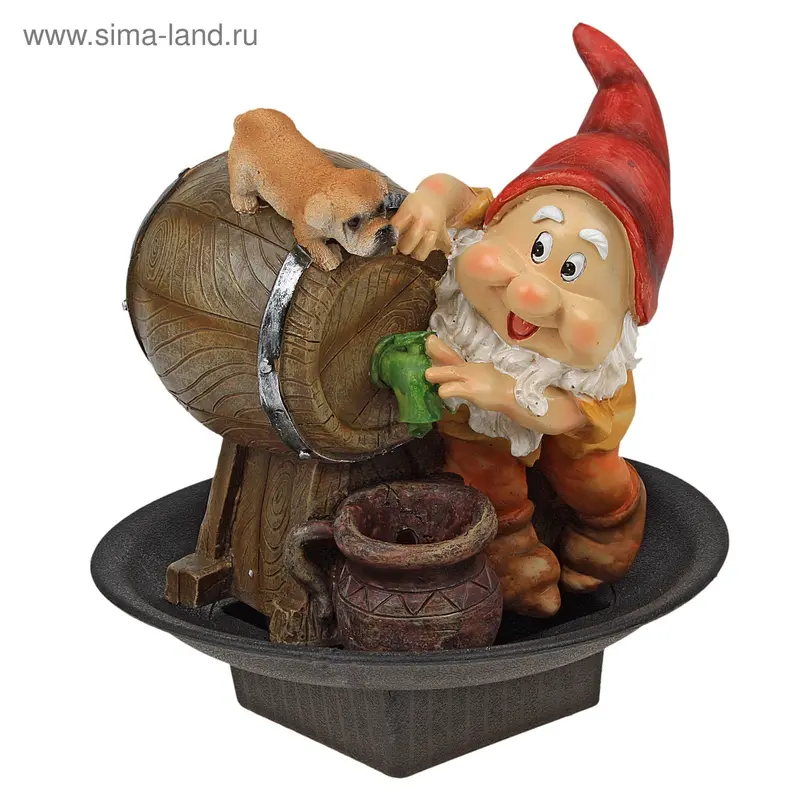 фонтан гномики переливашки 32*25 см с бочонком