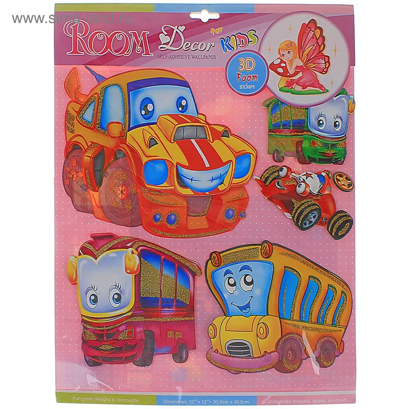 наклейка картон интерьерная автопарк 30*30 см