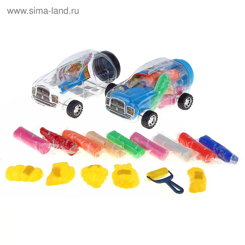 Тесто для лепки "Джип", 9 цветов, 250 гр, 1 каток, 5 формочек