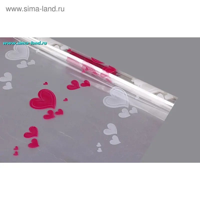 плёнка д/цветов Сердца сиреневые 3515 70см*10м 40мкм