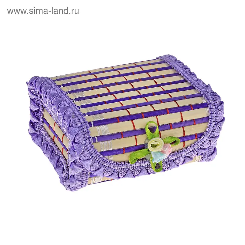 шкатулка соломка с кантом темная линия 9,5*4,5*8 см