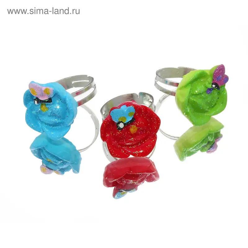 Кольцо «Роза с бабочкой», МИКС, безразмерное