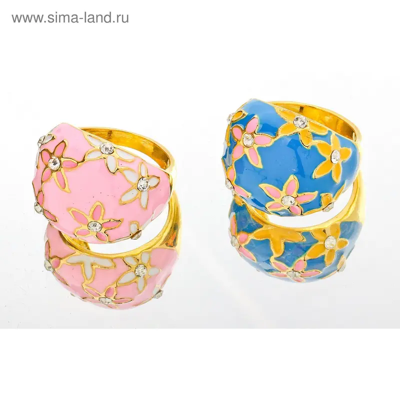 Кольцо со стразами, эмалированное, размер 17, 18, 19