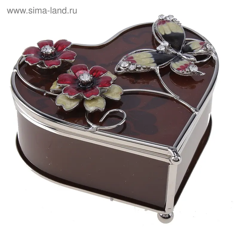 шкатулка стекло шоколад сердце 10*5,5*9,5 см
