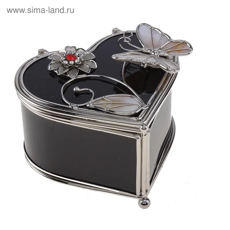 шкатулка стекло модерн сердце 10,5*7*10 см