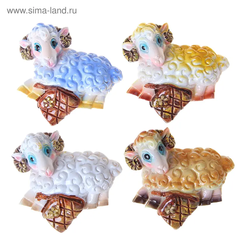 Магнит "Барашек с сумочкой" МИКС 6,5х7,5 см