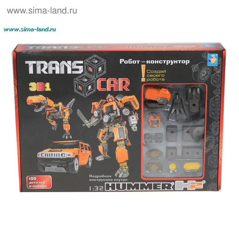 Робот - конструктор 1toy Транскар "Хаммер H2", 100 деталей