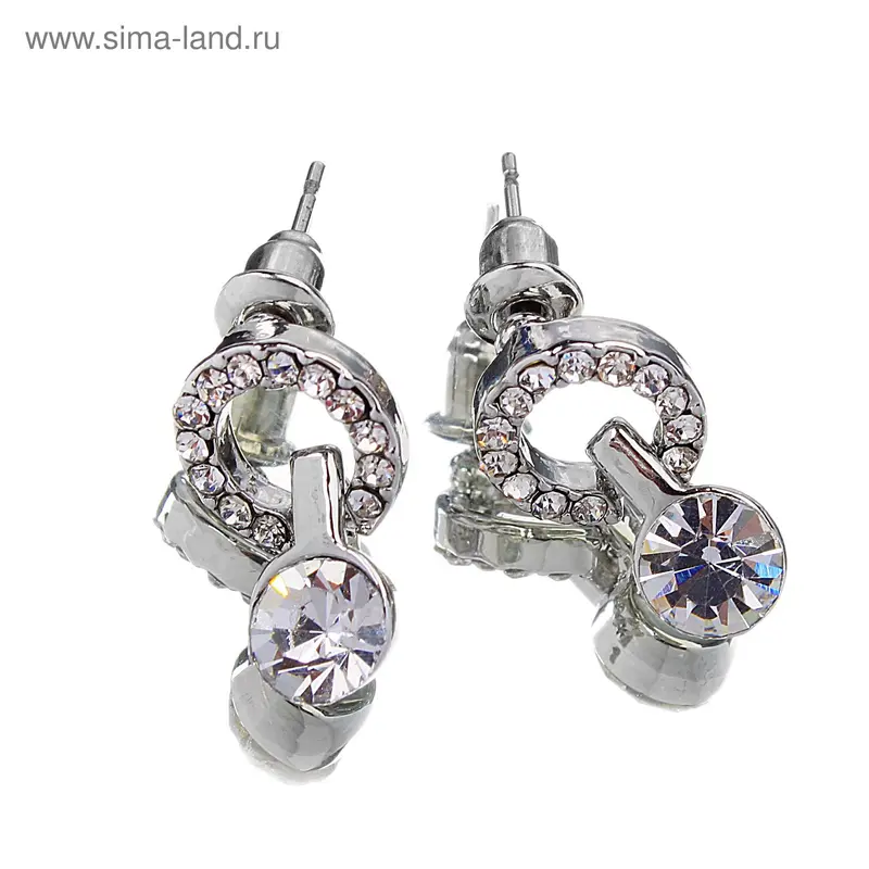 Серьги металлические, со стразами