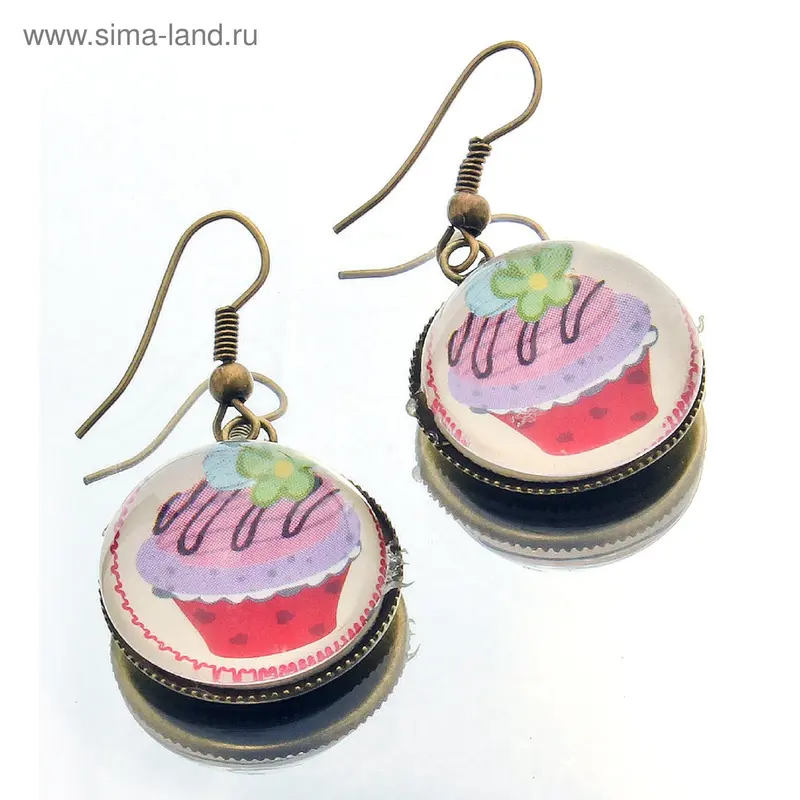 Серьги из стекла с рисунком «Десерт»