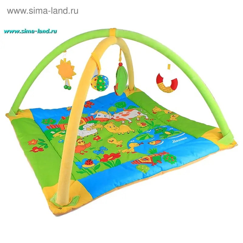 Игрушка коврик развивающий с дугами "Лужайка", с машинкой