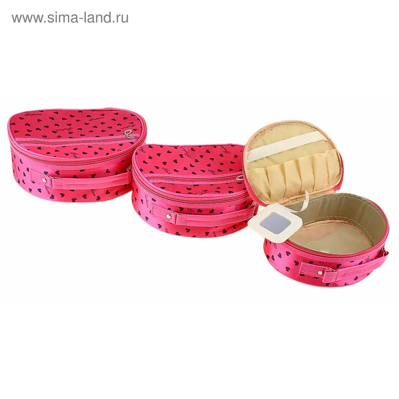 Косметичка "Сердце", с розовым фоном
