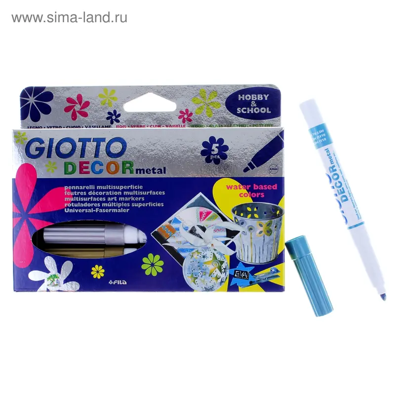 Маркер-краска (лаковый) для декора Набор 5 цветов GIOTTO Decor Metallic 4.0